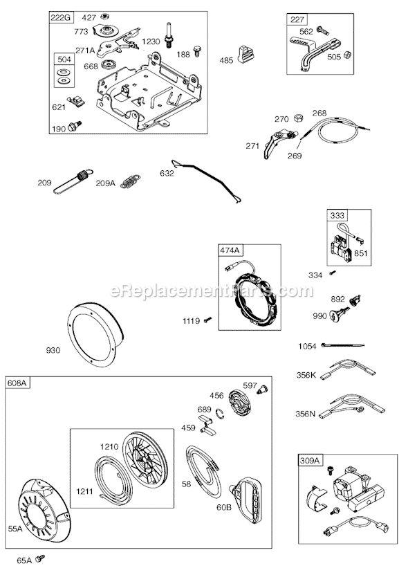 Page D Diagram and Parts List for 12A300SERIES 0100-0917 Briggs and Stratton Engine